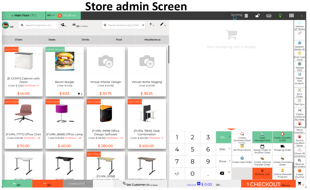Stores Admin Screen